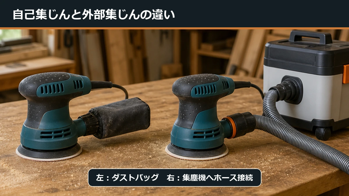 サンダーの自己集じんと外部集じんの違いを示した図解