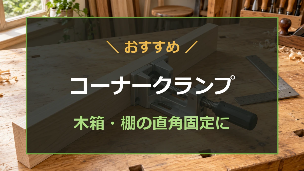 木材の角を固定したコーナークランプと、木箱・棚向けの選び方